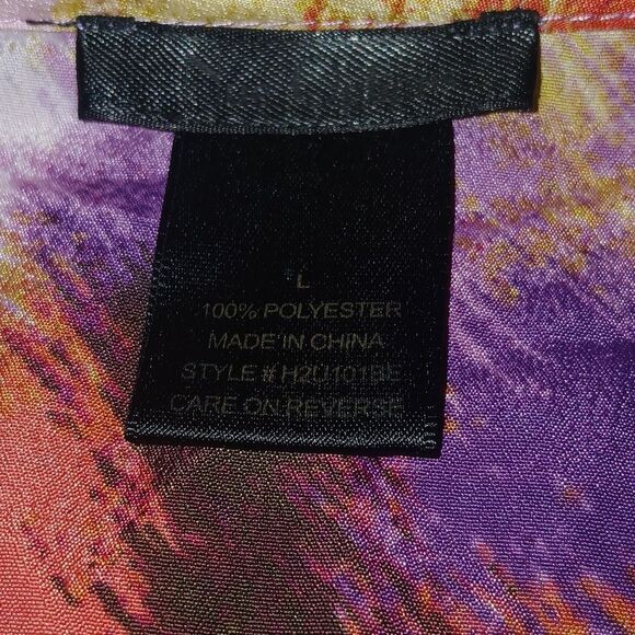 NUE OPTIONS Purple, Yellow, Red Tie Dye Print Pleated Front Blouse Sz L NWOT - Picture 6 of 6